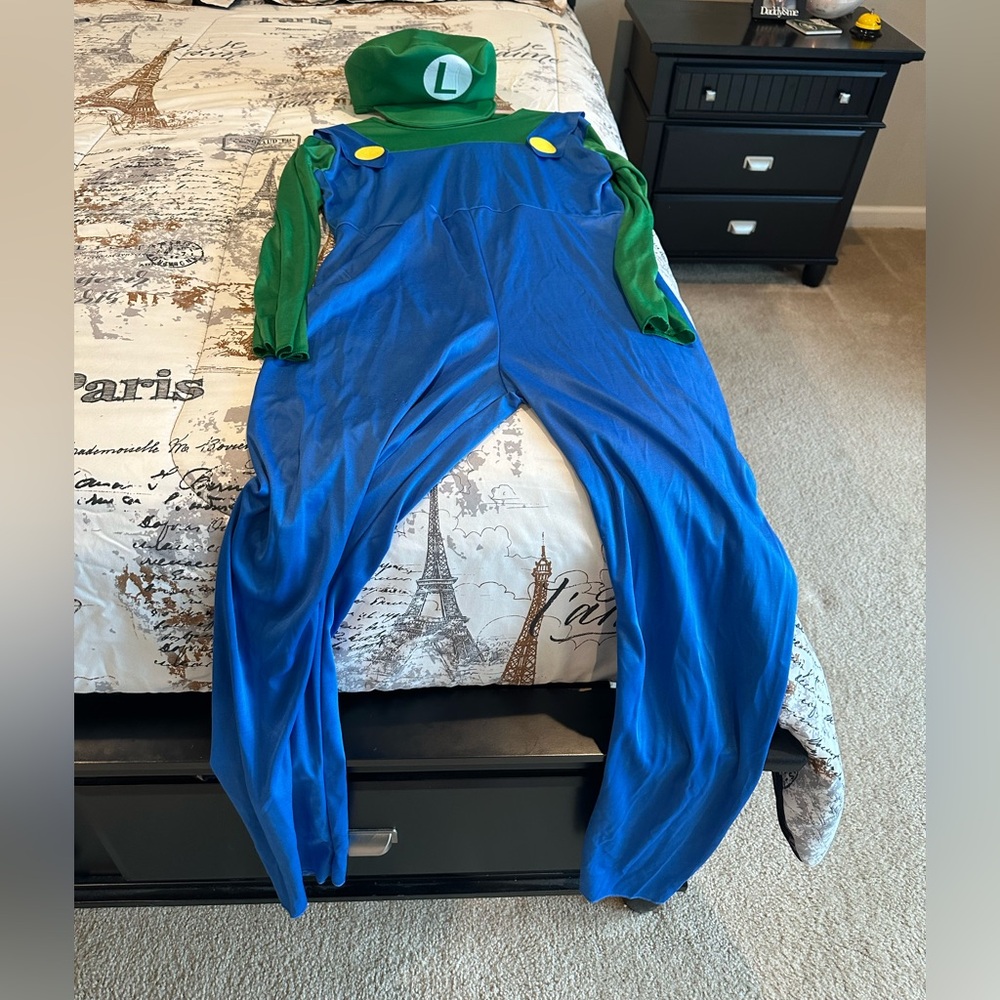Luigi Super Mario Bros. Unisex Adult  Costume Onesie with hat.